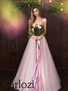 Свадебное платье Chic Lilac. Силуэт А-силуэт. Цвет оттенки Розового. Вид 1