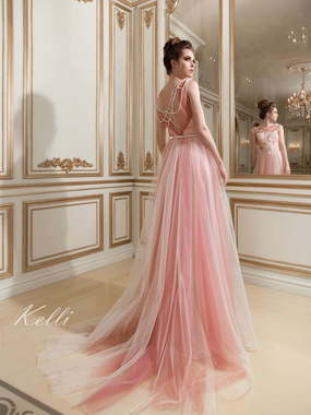 Свадебное платье Kelli. Силуэт А-силуэт. Цвет оттенки Розового. Вид 2