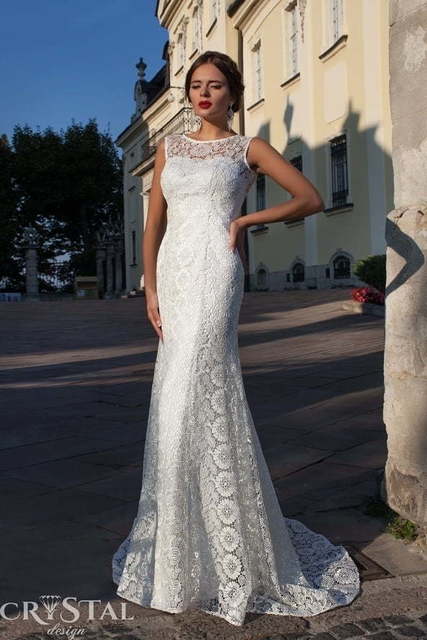 Свадебное платье Damask. Силуэт Рыбка, Прямое. Цвет Белый / Молочный. Вид 1